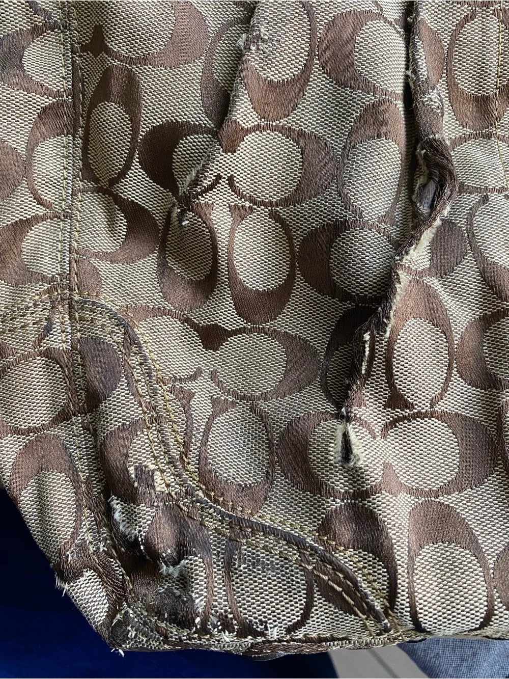 Coach Signature Canvas and Leather Tote in Khaki/Chalk
